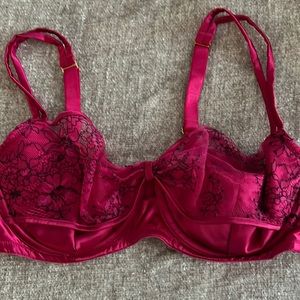 Fushsia and black Cacique 36DD, half cup unlined demi style sexy bra